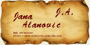 Jana Alanović vizit kartica
